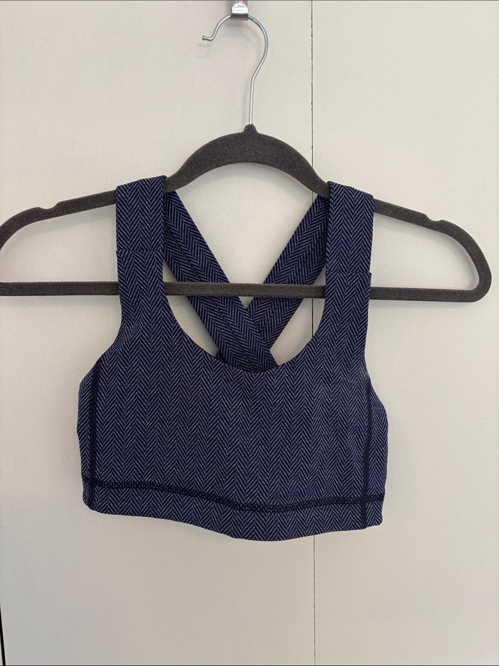lululemon athletica Navy Herringbone Cross-Back Sports Bra